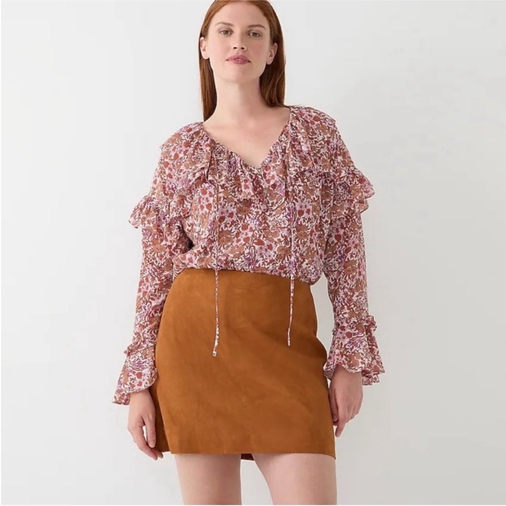 J.Crew Ruffle Crinkle Chiffon Top